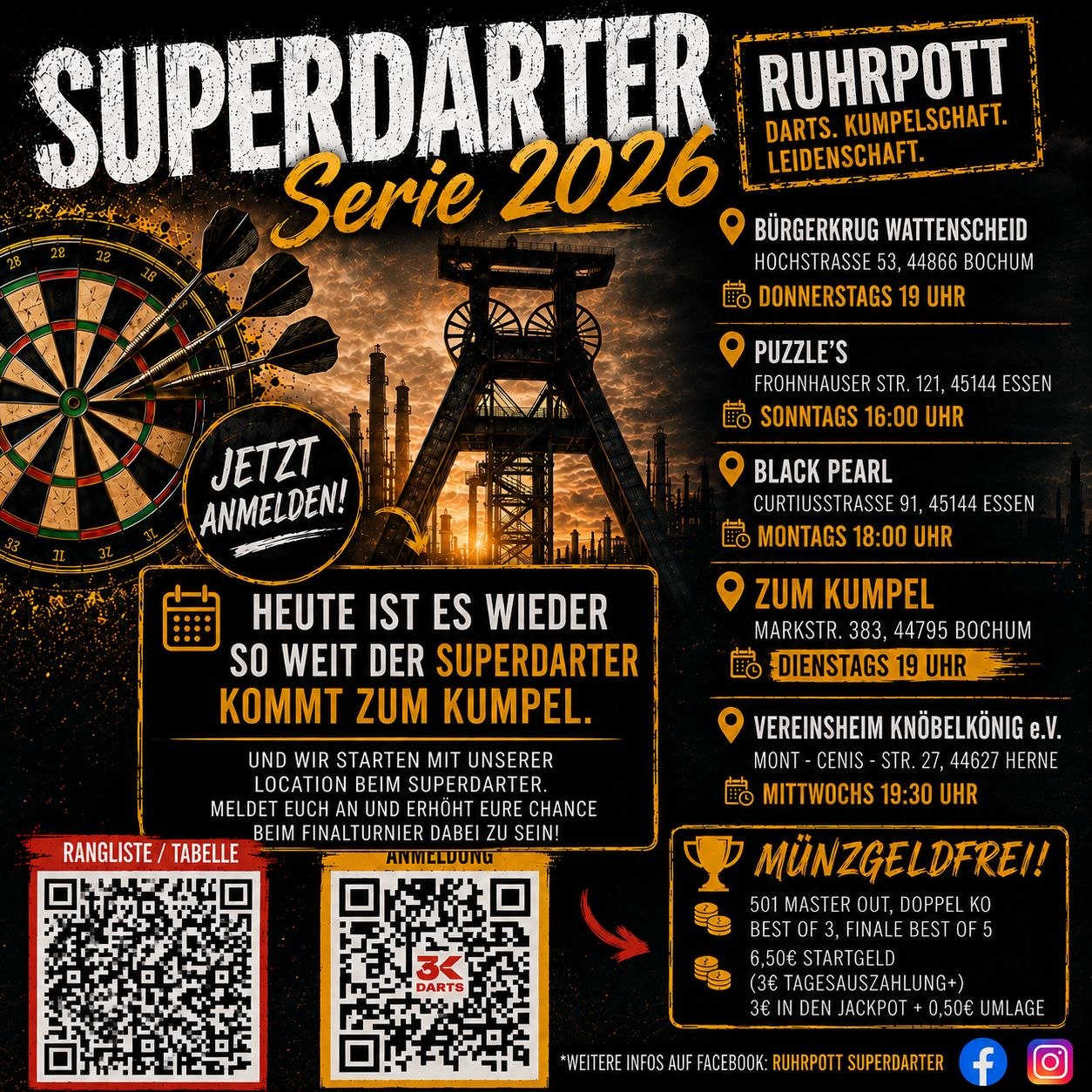 Superdarter Serie 2026 – Anmeldung über QR-Code